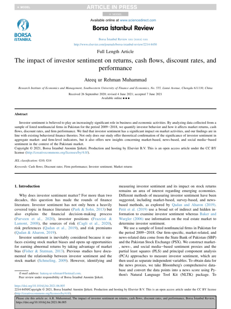 A50 I The Impact of Investor Sentiment On Returns, Cash Flows, Discount ...