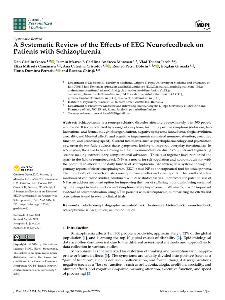 2024 Systematic Review of The Effects of EEG Neurofeedback On SZ | PDF ...