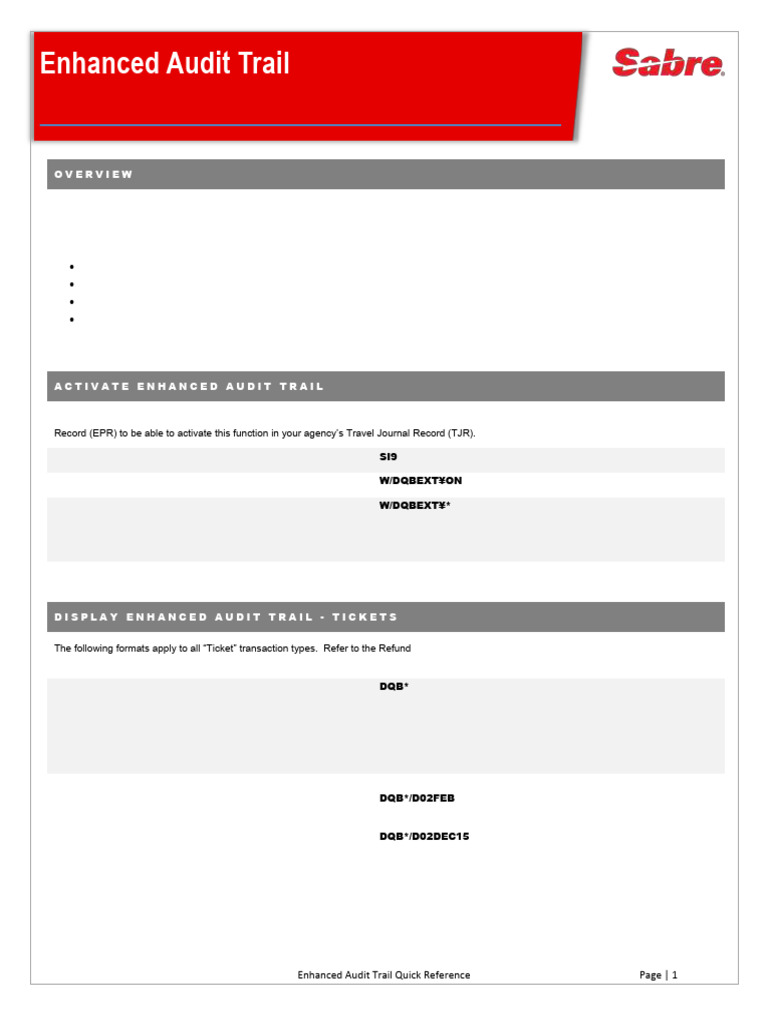 Enhanced Audit Trail Quick Reference | PDF | Airlines