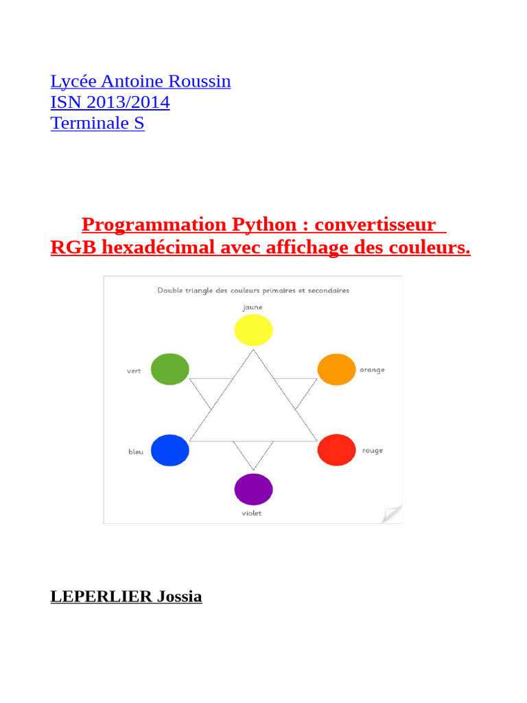 Convertisseur RGB en hexadécimal Python | PDF | Modèle de couleur en ...