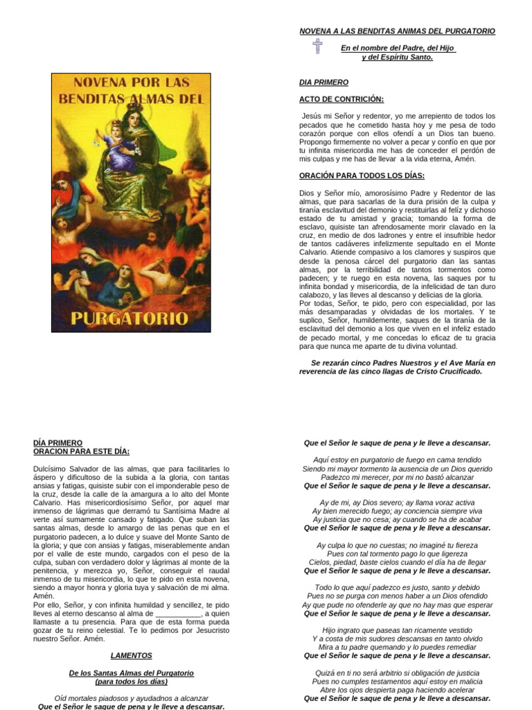 Novena a las Benditas Almas del Purgatorio | PDF | Purgatorio | Oración