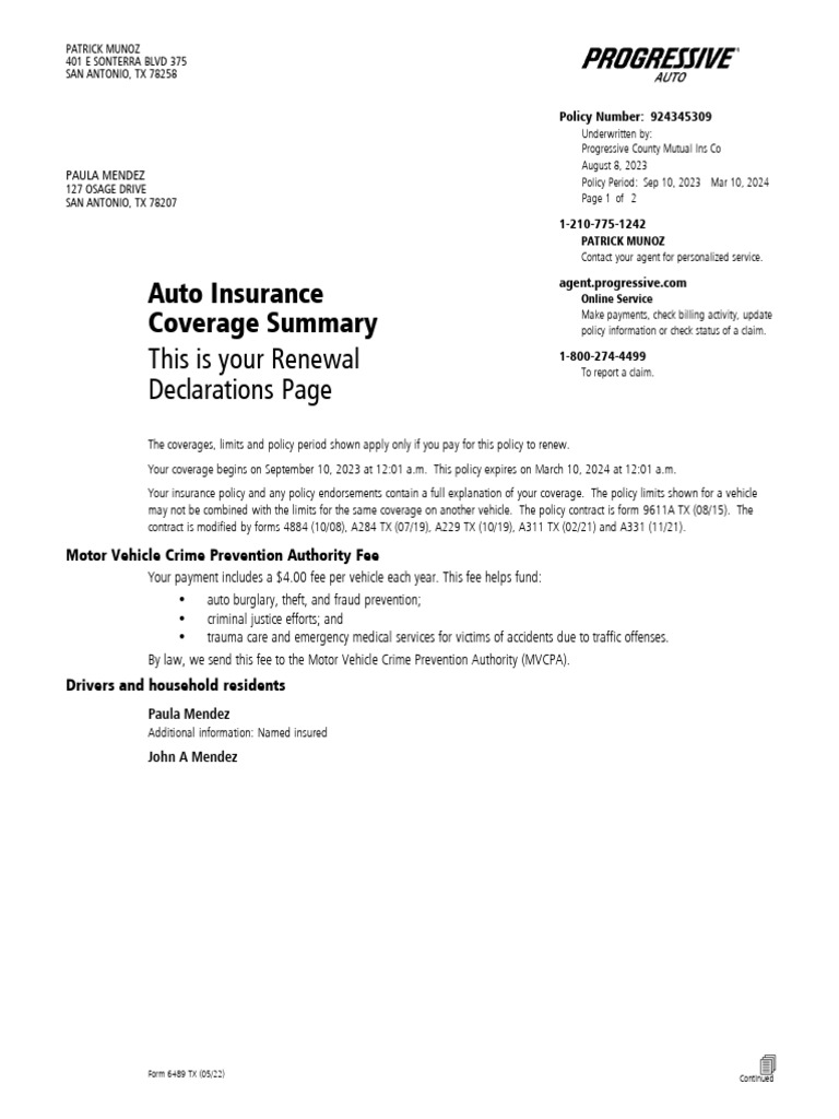 Declarations Page | PDF | Health Insurance Coverage In The United ...