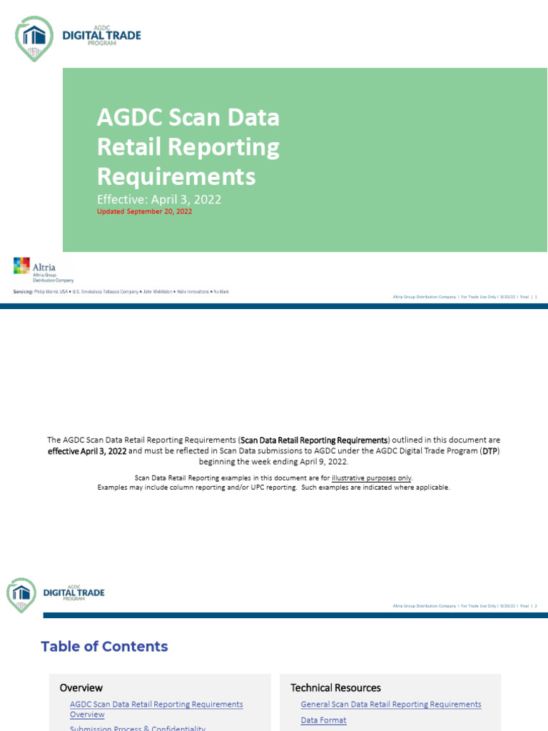 AGDC Scan Data Reporting Guidelines | PDF