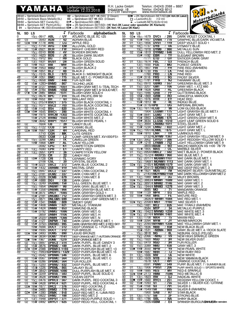 Yamaha Farben | PDF