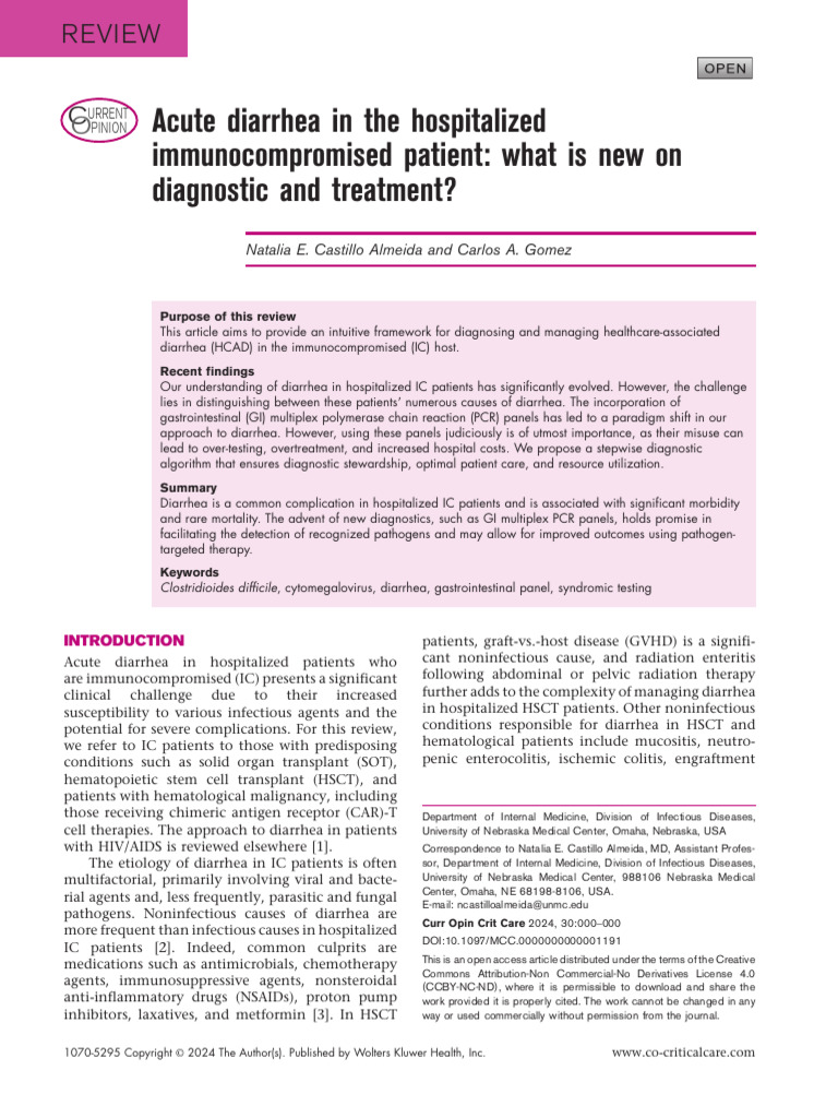 Acute Diarrhea in The Hospitalized.195 | PDF | Diarrhea | Infection