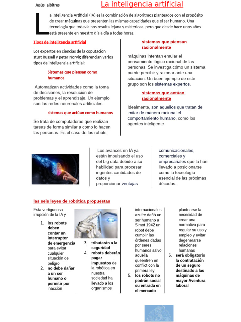 Tipos y leyes de la inteligencia artificial | PDF | Inteligencia ...