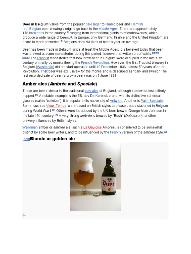 Amber Ales (Ambrée and Speciale) Beer in Belgium Varies From The Popular PDF Beer Brewing