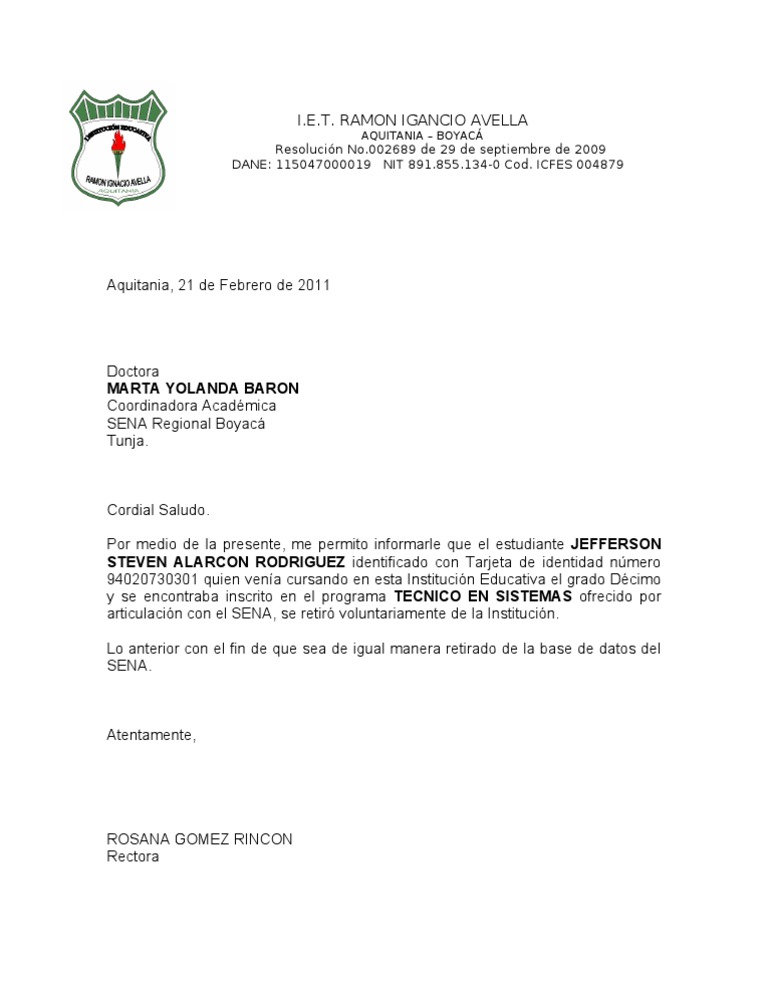carta retiro