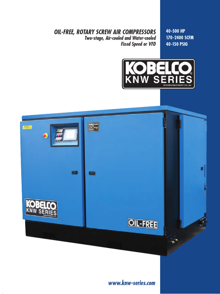 Kobelco KNW Series Oil-Free Compressors | PDF | Gas Technologies ...