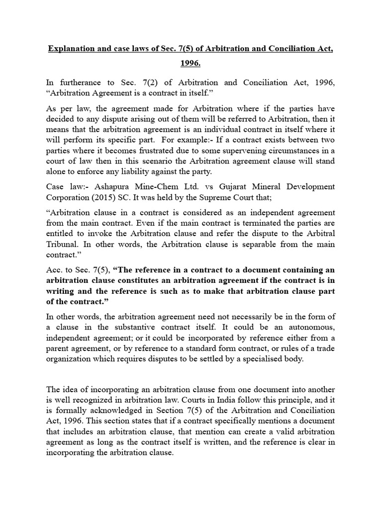 Understanding Section 7 of Arbitration Act | PDF | Arbitration ...