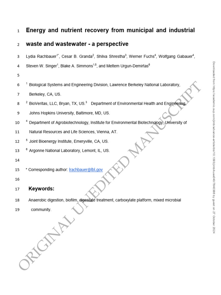 Energy Recovery from Waste Streams | PDF | Biofuel | Waste