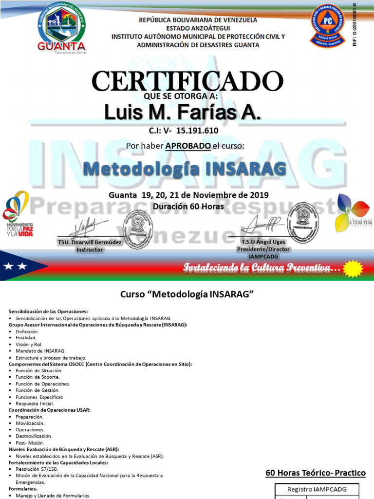 Curso INSARAG: Certificación y Métodos | PDF