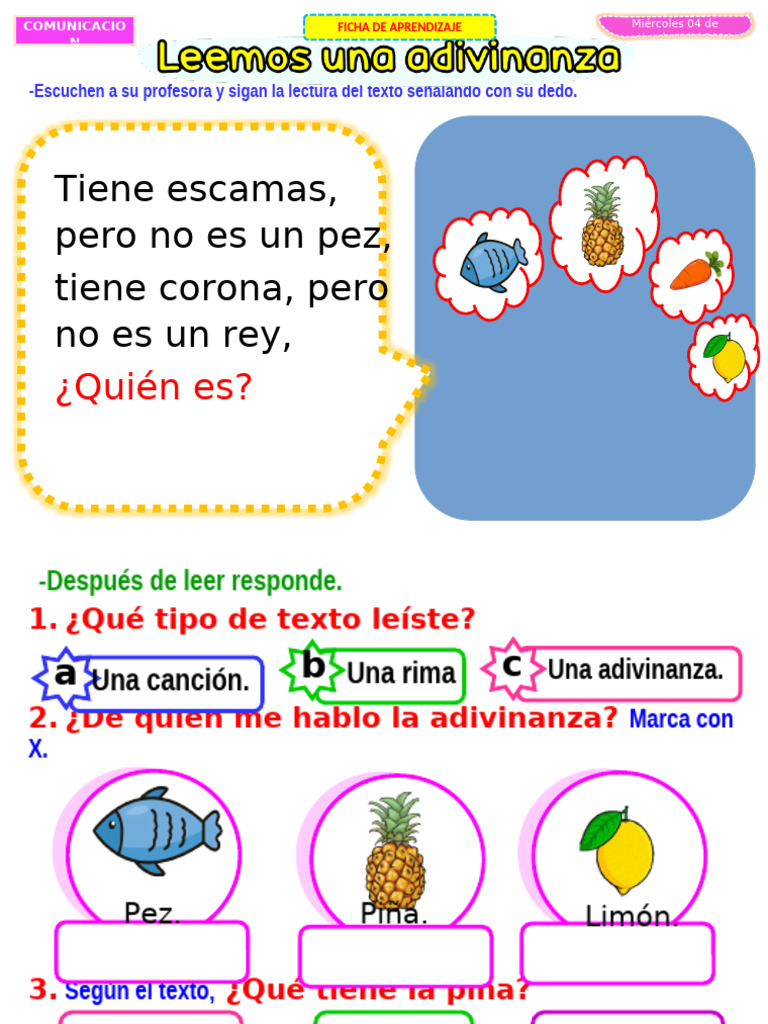 Adivinanzas Cortas para Niños | PDF | Ficción general