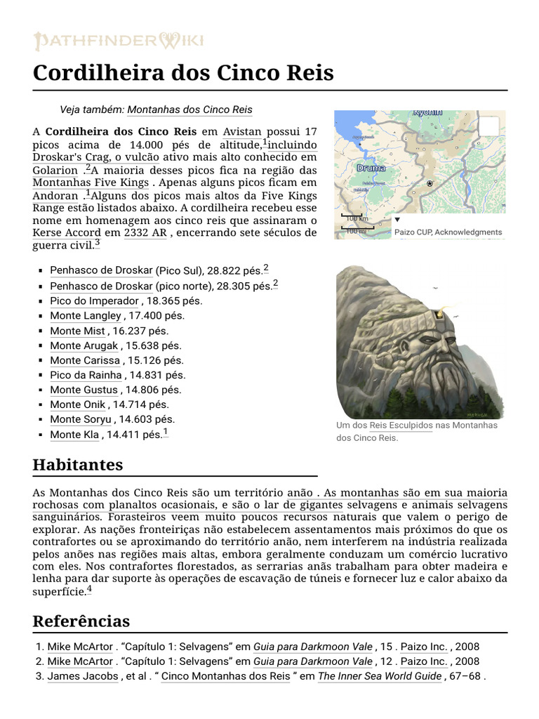 Montanhas dos Cinco Reis em Golarion | PDF | Geociências