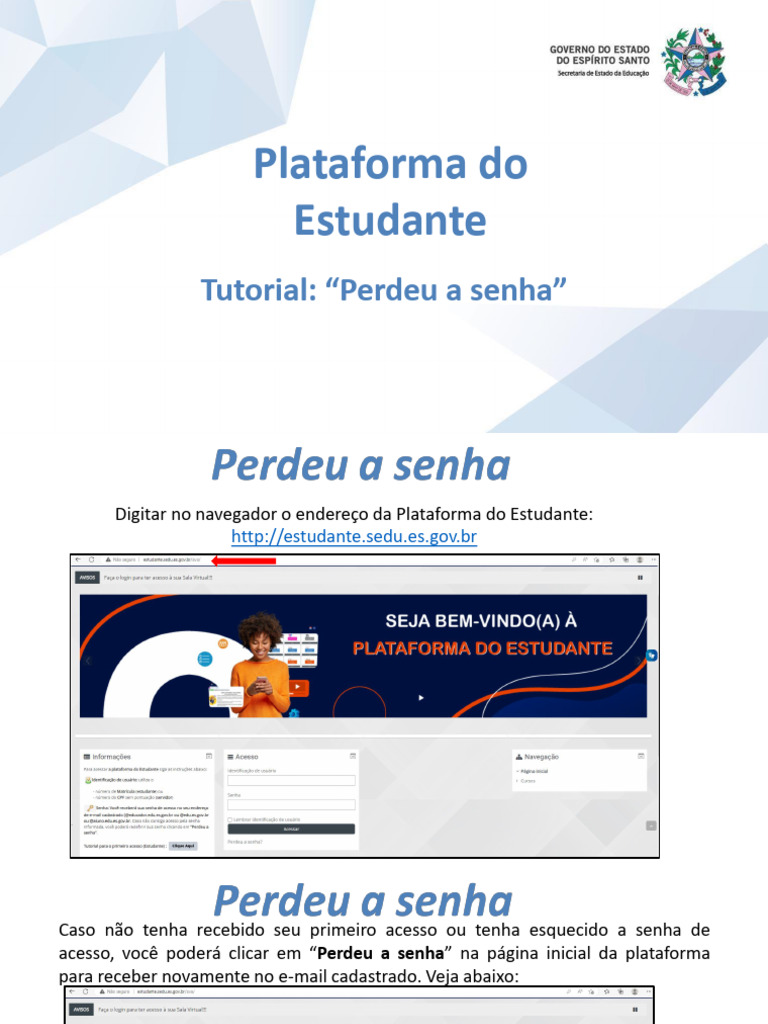 Como Recuperar Senha na Plataforma do Estudante | PDF | Carreira e ...