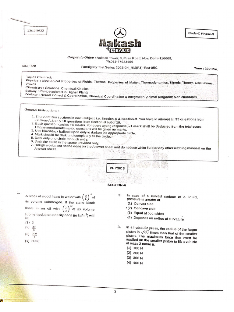 FT 5 RM Phase 3 QP | PDF