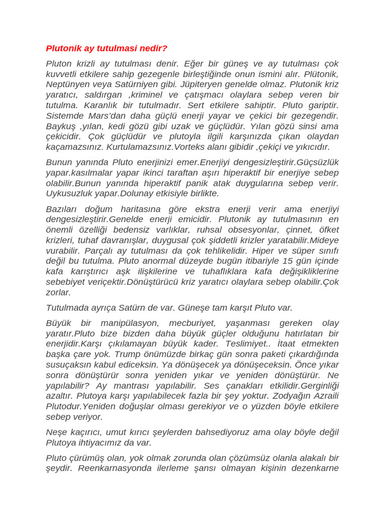 Plutonik Ay Tutulmasi Nedir | PDF