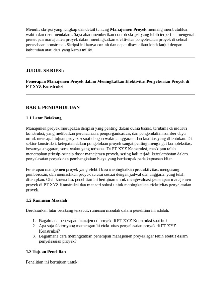 Menulis Skripsi Yang Lengkap Dan Detail Tentang Manajemen Proyek Memang ...