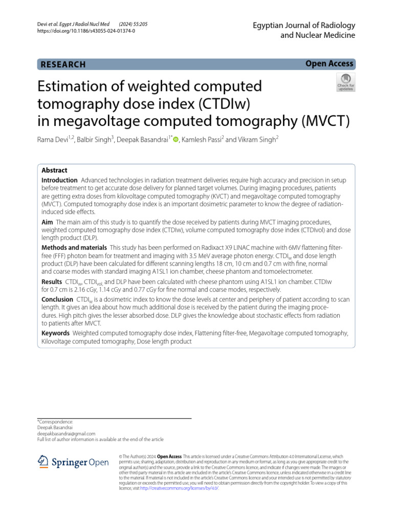 Estimation of Weighted Computed Tomography Dose in | PDF | Ct Scan ...