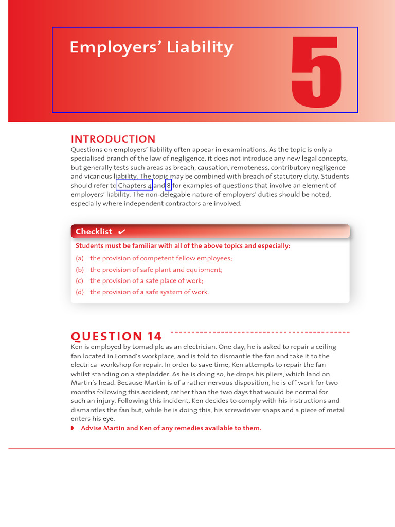 Q&A 2013-2014 Employer's Liability | PDF | Legal Liability | Negligence