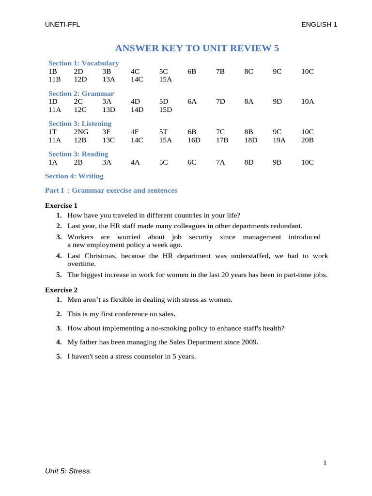Unit 5 Review: Stress Management | PDF