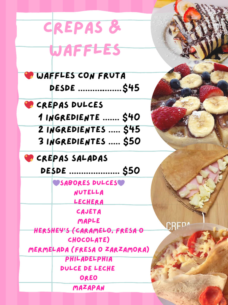 Menú Cafetería Moderno Rosa | PDF