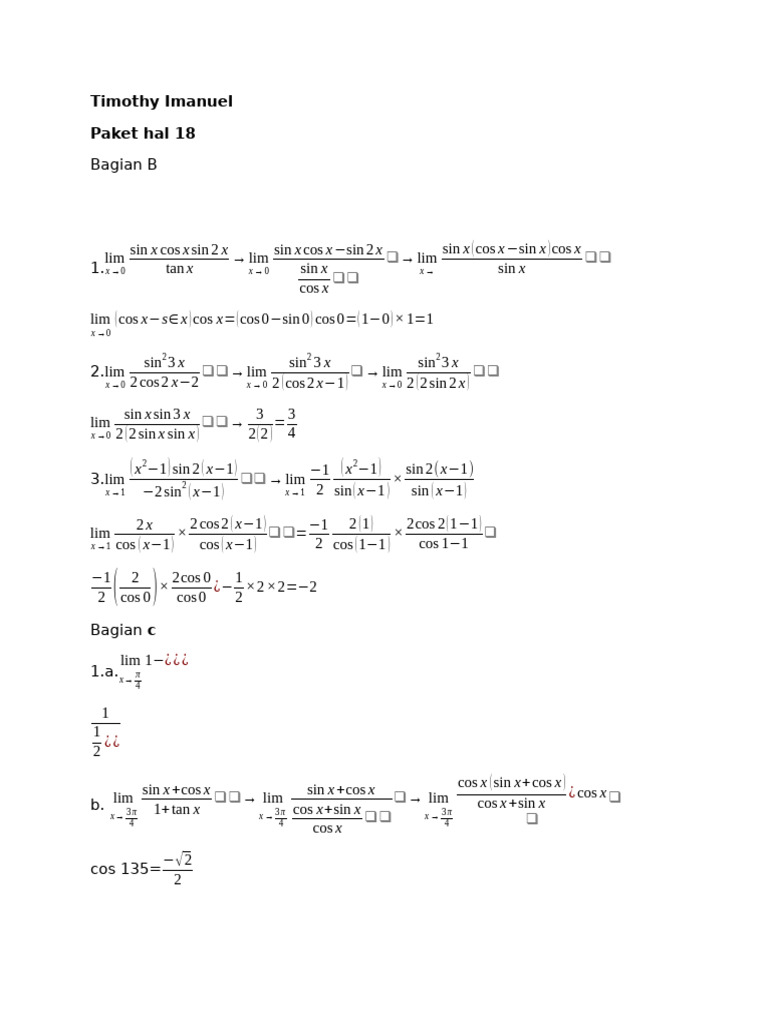 Limits and Calculus Evaluations | PDF