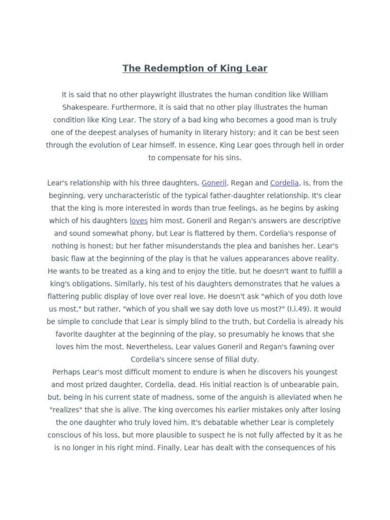 The Redemption of King Lear | PDF | General Fiction
