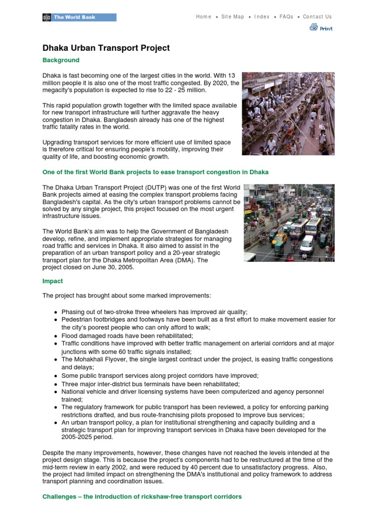 Dhaka Urban Transport Project | PDF | Traffic | Public Transport