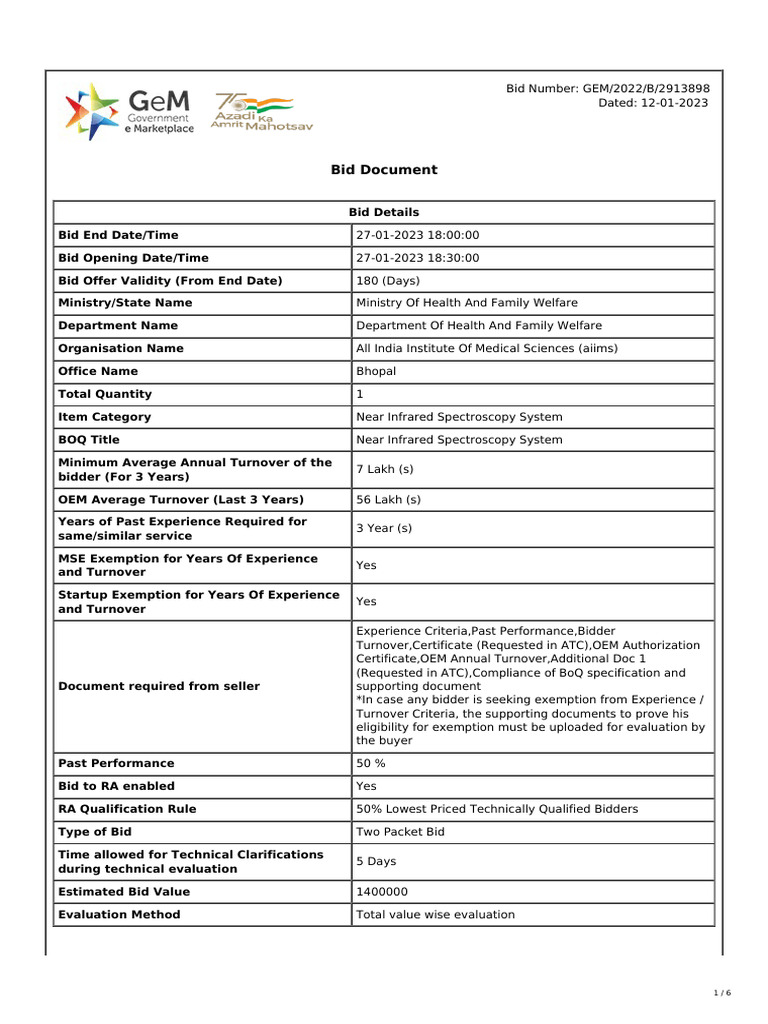 Bid Document | PDF | Accountant | Business