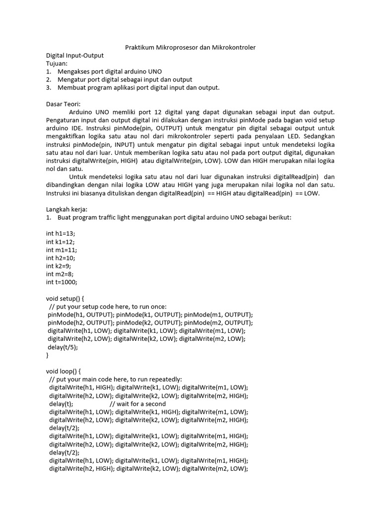 Instruksi Digital Input-Output Arduino | PDF