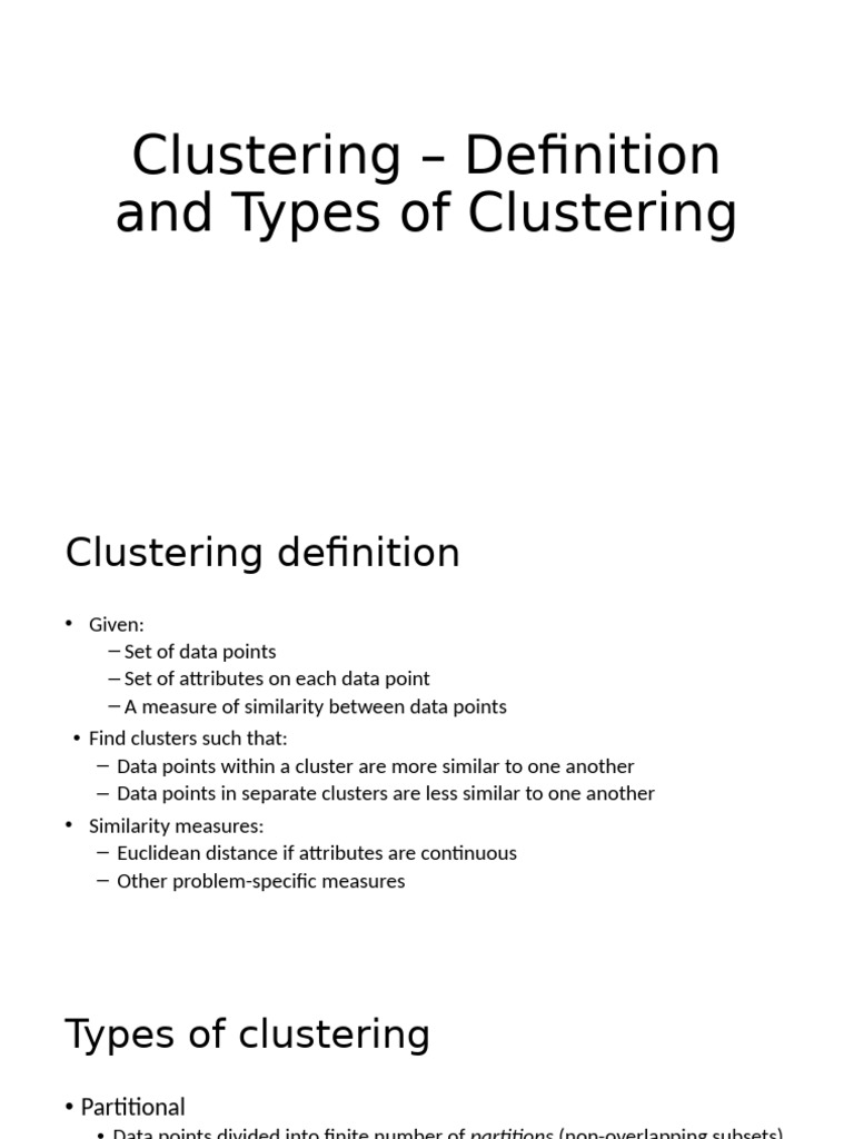 Clustering definition and types of clustering pdf