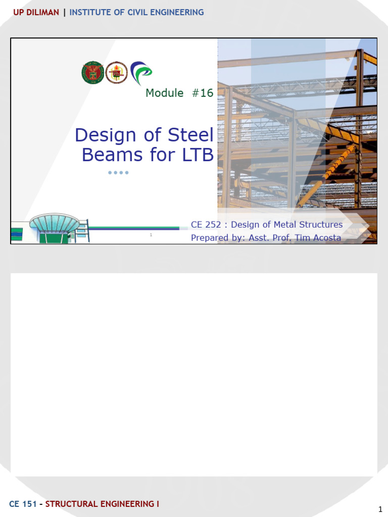 Design of Steel Beams for LTB | PDF | Bending | Buckling