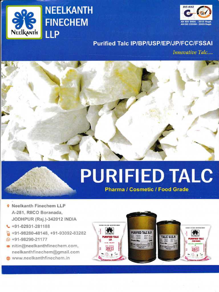 Purified Talc for Pharma and Cosmetics | PDF | Minerals