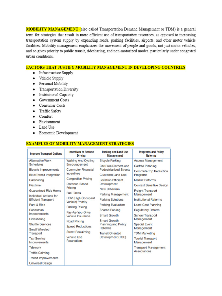 Cost-Effective Mobility Management Strategies | PDF | Parking | Transport
