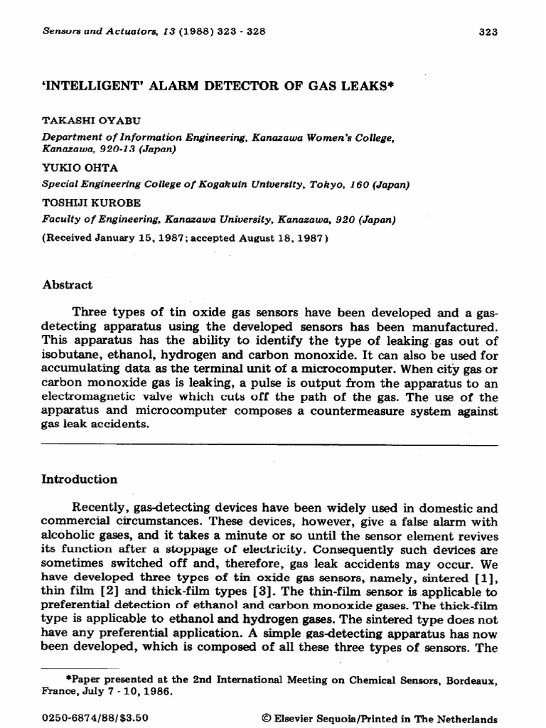 Intelligent Gas Leak Alarm System | PDF | Sensor | Electrical Engineering