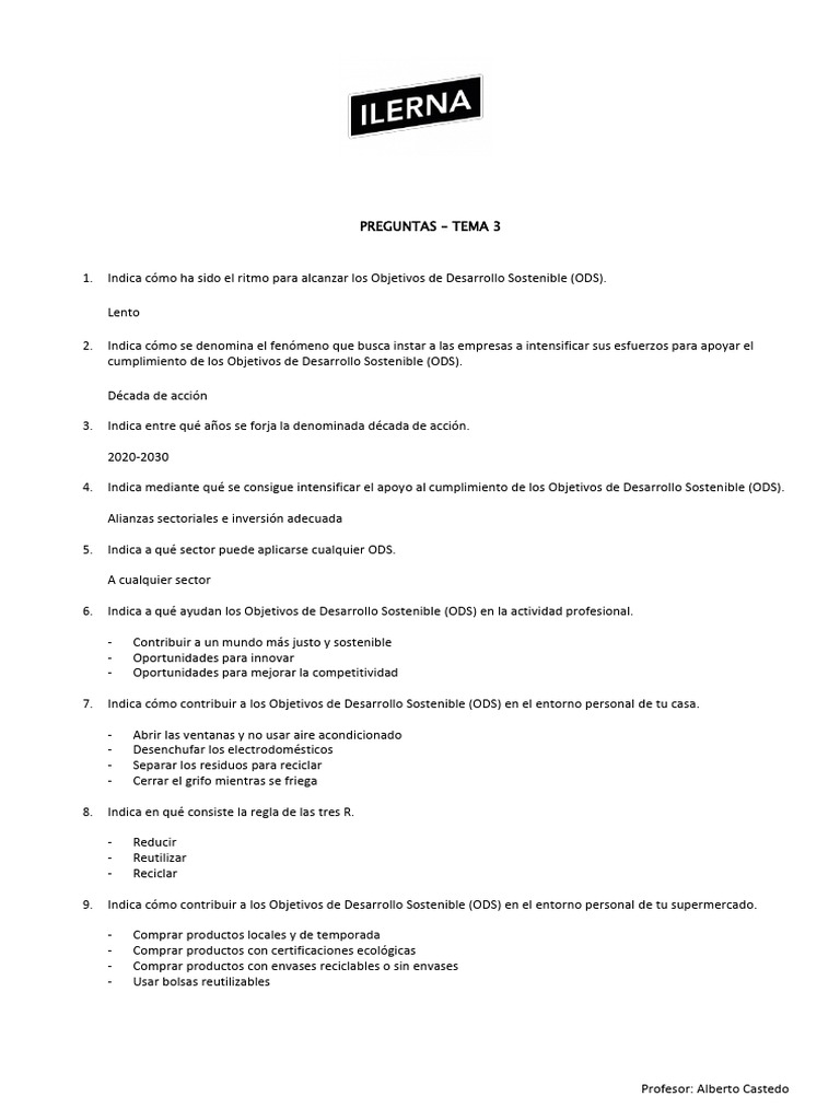 Tema3 Preguntas | PDF | Desarrollo sostenible | Sustentabilidad
