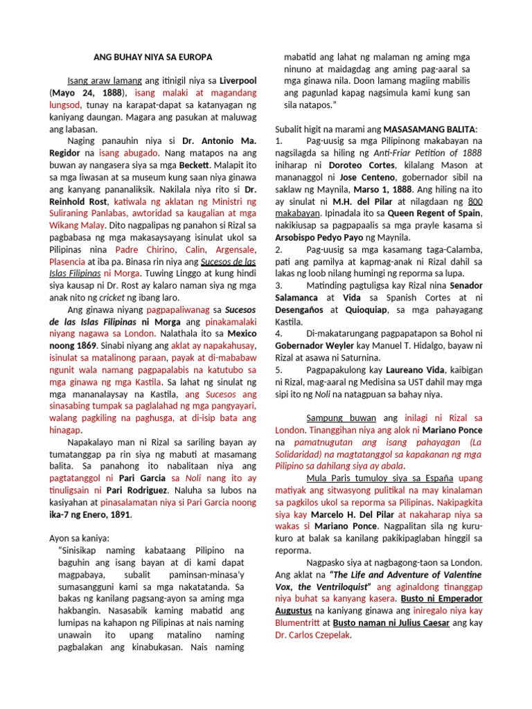 Rizal Reviewer Finals | PDF