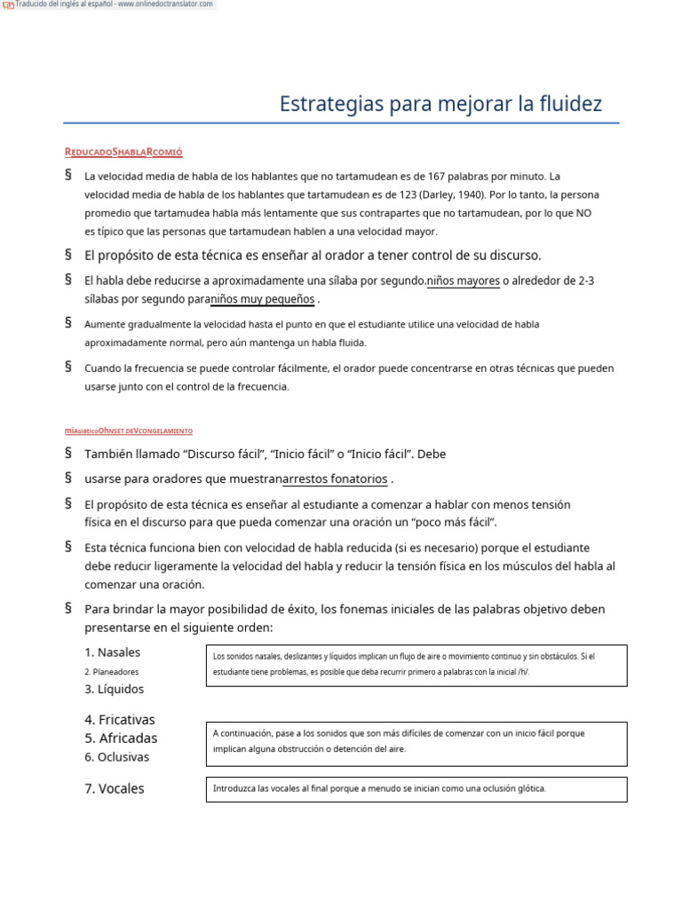 5 Fluency Shaping Strategies - En.es | PDF | Habla