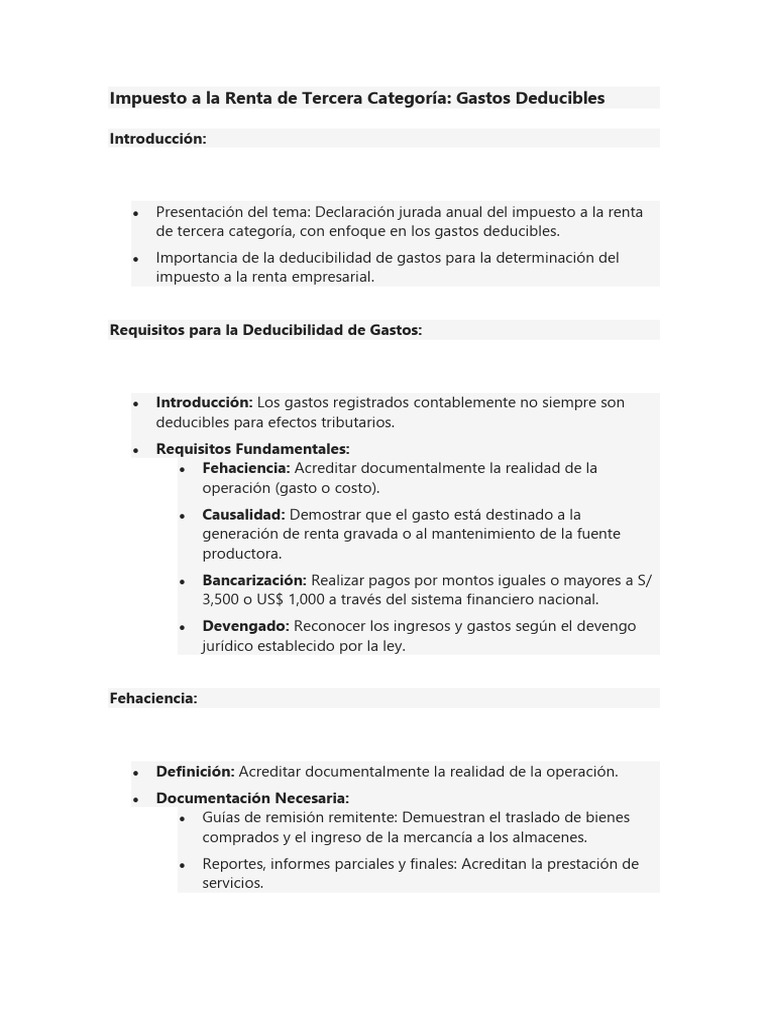 Gastos Deducibles en Impuesto a la Renta | PDF | Impuestos | Impuesto ...