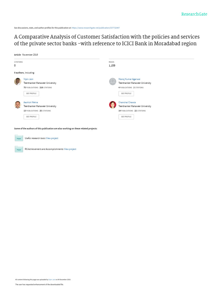 A Comparative Analysis of Customer Satisfaction Wit | PDF | Banks ...