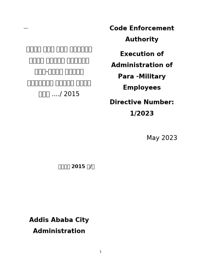 Code Enforcement Authority Execution of Administration of para ...