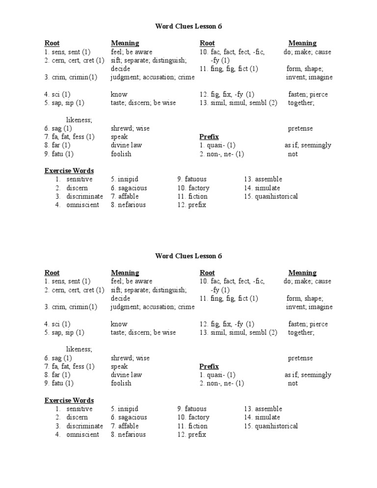 Word Roots and Meanings Lesson 6 | PDF | Teaching Mathematics