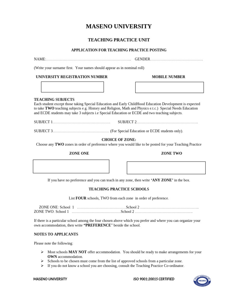 Application For Teaching Posting | PDF