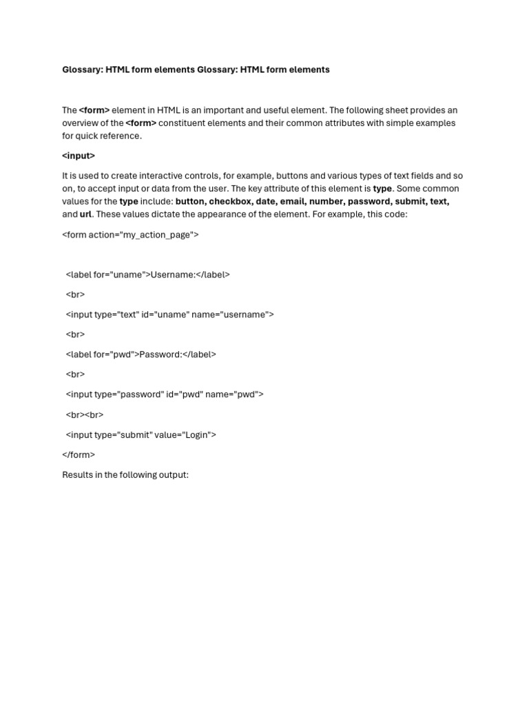 Html Form Elements