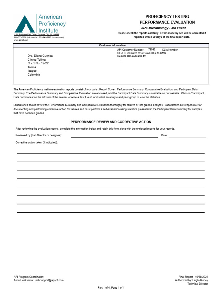 2024 Microbiology Proficiency Report | PDF | Medical Specialties ...