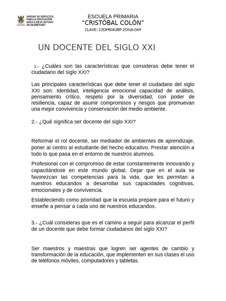 Un Docente Del Siglo Xxi | PDF | Crecimiento personal y profesional ...