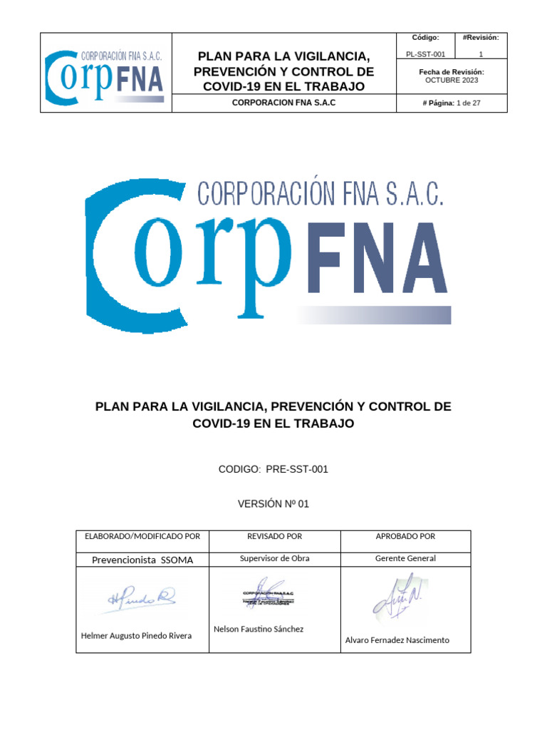 Plan para La Vigilancia Covid 19 Cfna | PDF | Lavado de manos ...