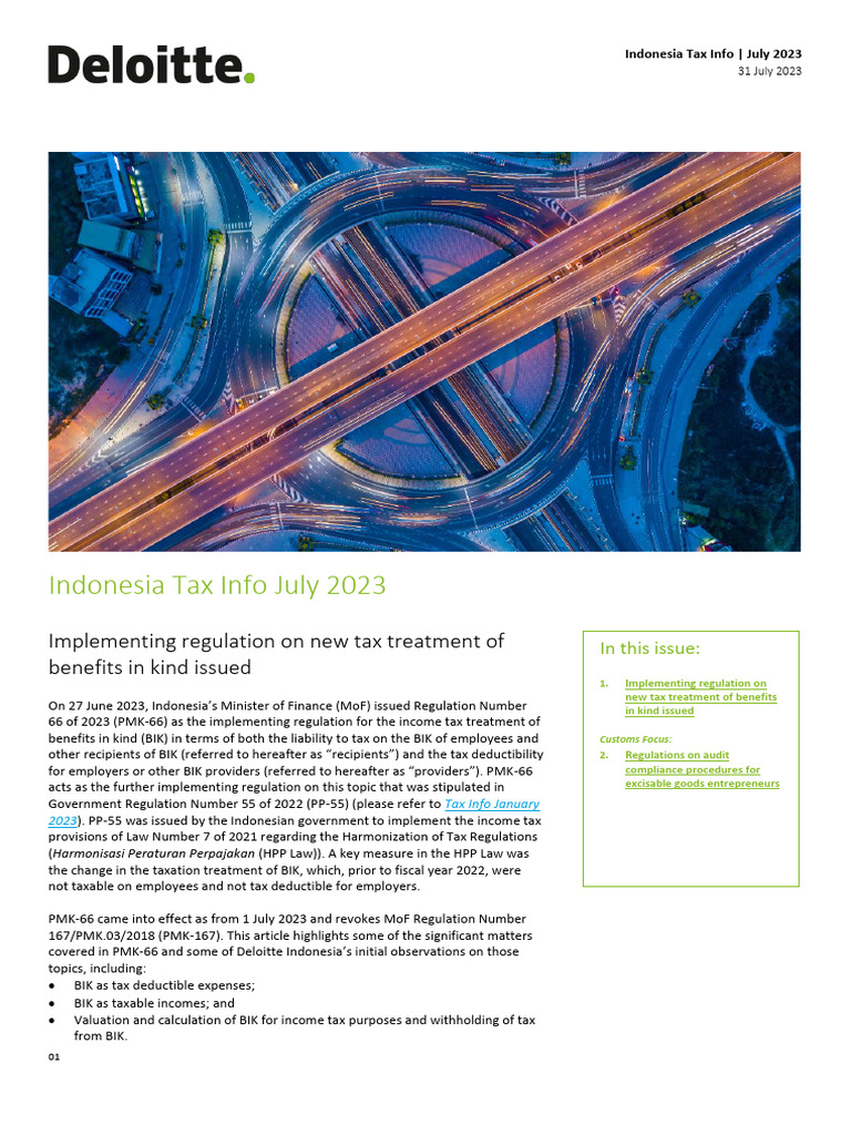 Tulisan - Deloitte - Tax Info - July 2023 | PDF | Taxes | Expense
