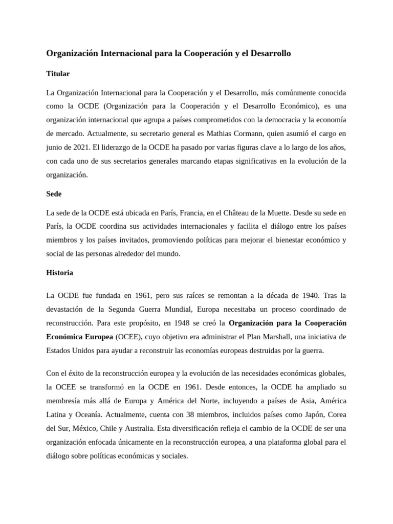 Organización Internacional para La Cooperación y El Desarrollo | PDF ...